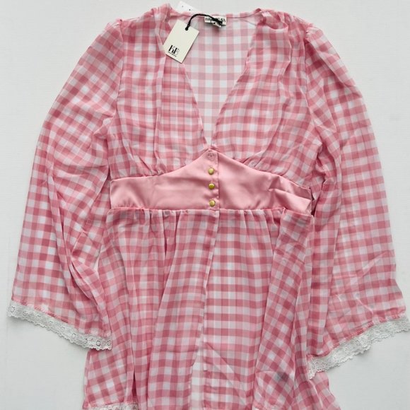 Kilo Brava Chiffon Mini Robe Gingham Pink ( M ) - Picture 2 of 3